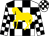 White, black blocks, gold horse (Gop Racing Stable)