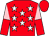Red, white stars, pink and red halved sleeves, red cap (William Delgado)