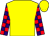 Yellow, purple and red checked sleeves, yellow cap (John Ball)