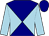 Navy, light blue diagonal quarters, light blue sleeves, navy cap (Team Hanley)